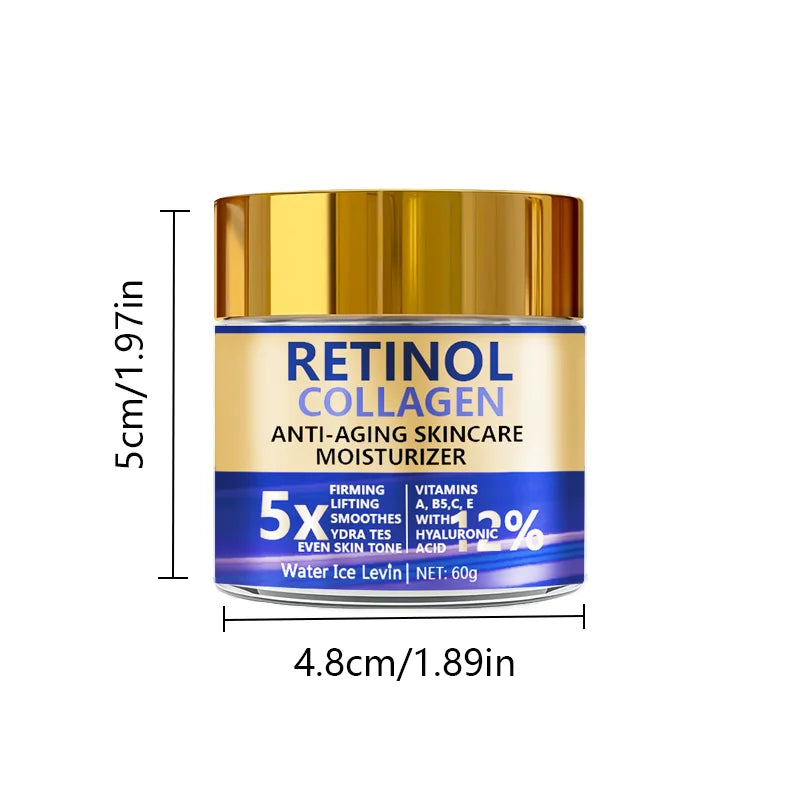 Retinol & Collagen Face Cream 60g, Anti-Aging Firming Moisturizer with Hyaluronic Acid, Fast Delivery
